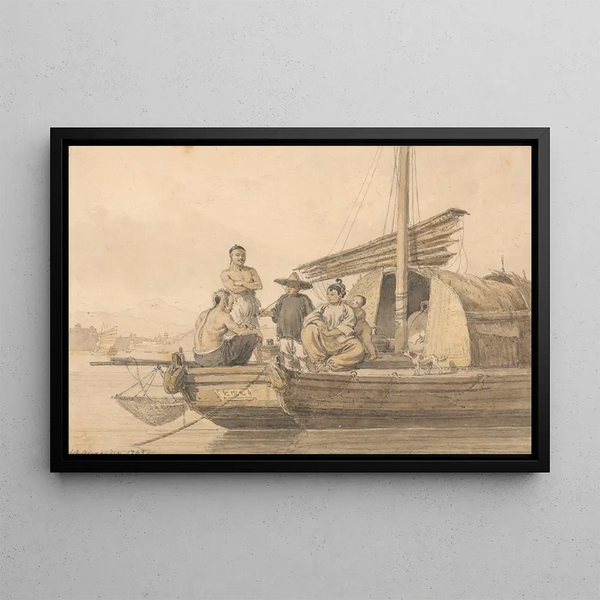 Fishermen on a Junk - William Alexander — framed artwork on a wall