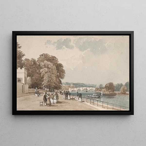 Richmond Bridge - William Alfred Delamotte — framed artwork on a wall