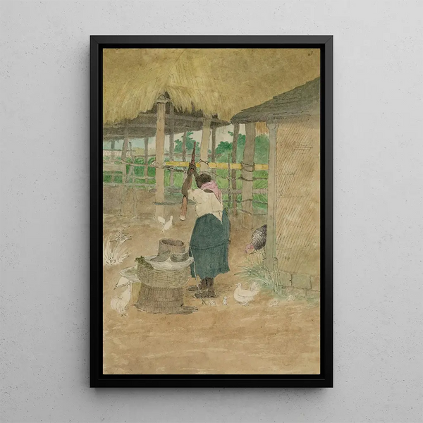 Woman pounding cassava Jamaica - William Berryman — framed artwork on a wall