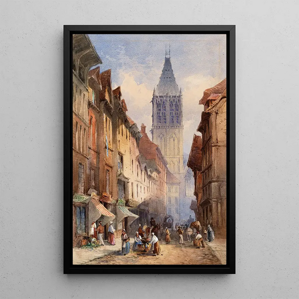 La tour de l'église Saint-Romain Rouen depuis la rue Horloge - William Bingham McGuinness — framed artwork on a wall