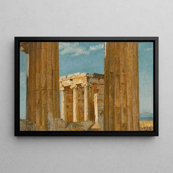 The Temple of Nike Apteros seen from the Propylæa - William Blake Richmond — framed artwork on a wall