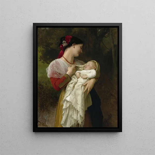Admiration maternelle - William Bouguereau — framed artwork on a wall