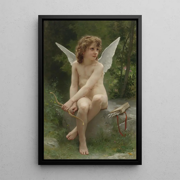 Love Laughs - William Bouguereau — framed artwork on a wall