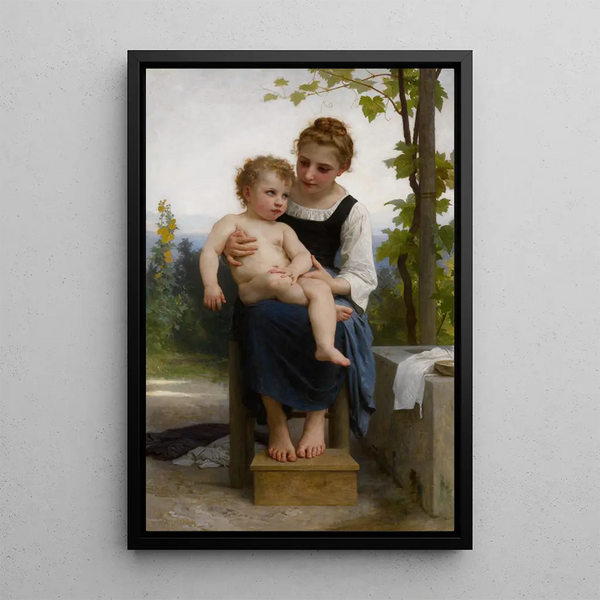 Avant le bain - William Bouguereau — framed artwork on a wall