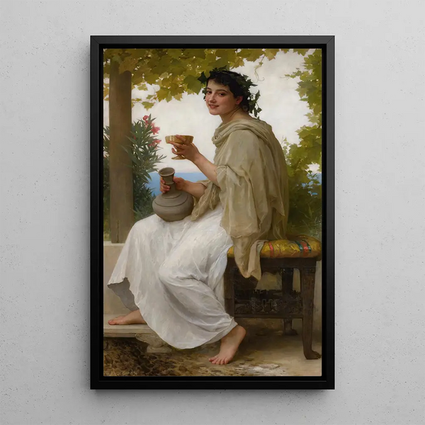 Bacchante - William Bouguereau — framed artwork on a wall