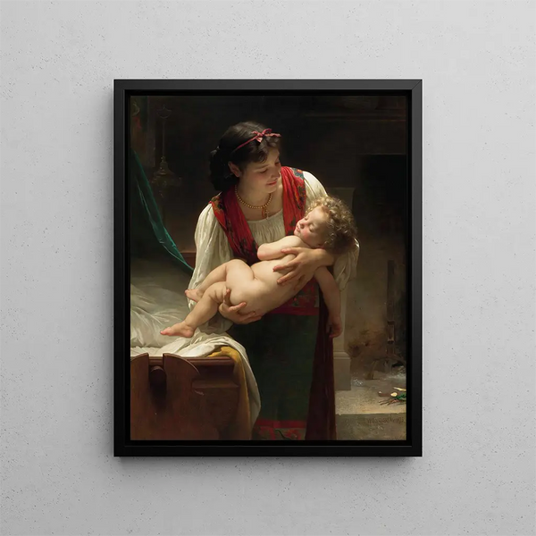 Lullaby the Sunset - William Bouguereau — framed artwork on a wall