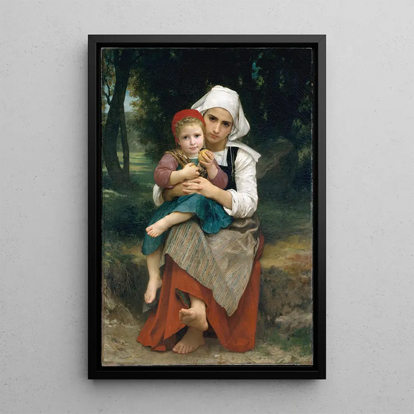 Breton Brother and Sister - William Bouguereau — framed artwork on a wall