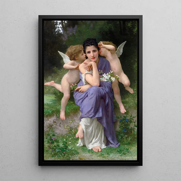 Spring Songs Painting - William Bouguereau — framed artwork on a wall