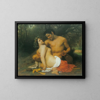 Faune et Bacchante - William Bouguereau — framed artwork on a wall