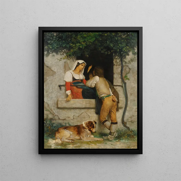 Italian Lovers Painting - William Bouguereau — framed artwork on a wall