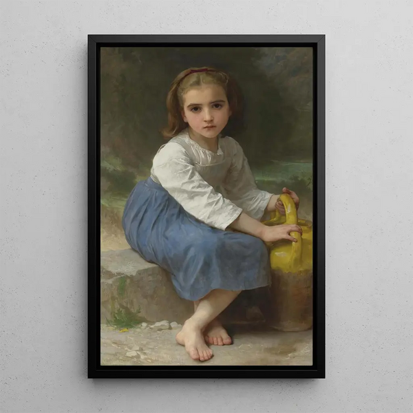 Young girl with jug - William Bouguereau — framed artwork on a wall