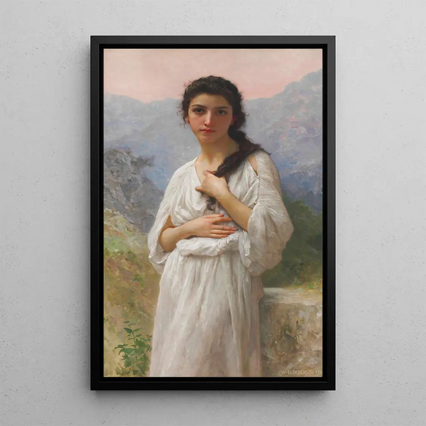 L'Attente - William Bouguereau — framed artwork on a wall