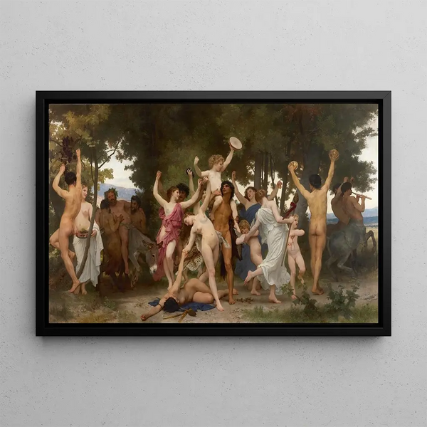 La Jeunesse de Bacchus - William Bouguereau — framed artwork on a wall