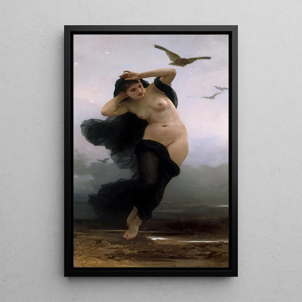 La Nuit - William Bouguereau — framed artwork on a wall