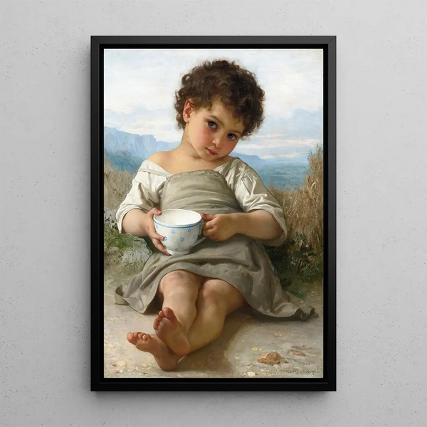 La Tasse de lait - William Bouguereau — framed artwork on a wall