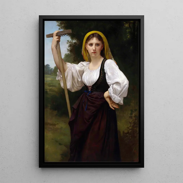 La Faneuse - William Bouguereau — framed artwork on a wall