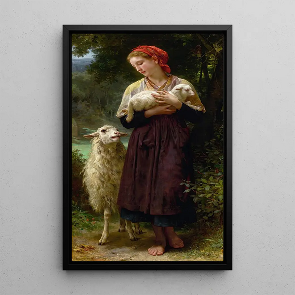 L'Agneau nouveau-né - William Bouguereau — framed artwork on a wall