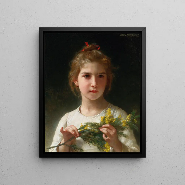 Mimosa Painting - William Bouguereau — framed artwork on a wall