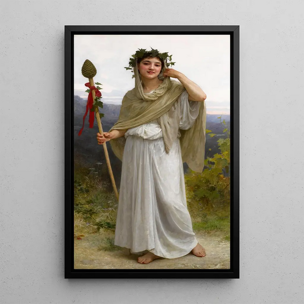 Priestess of Bacchus - William Bouguereau — framed artwork on a wall