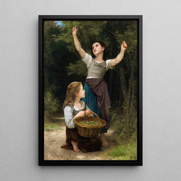 Nut Harvest - William Bouguereau — framed artwork on a wall
