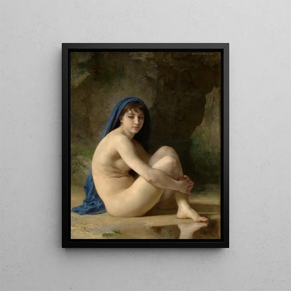 Nude Sitting Painting - William Bouguereau — framed artwork on a wall
