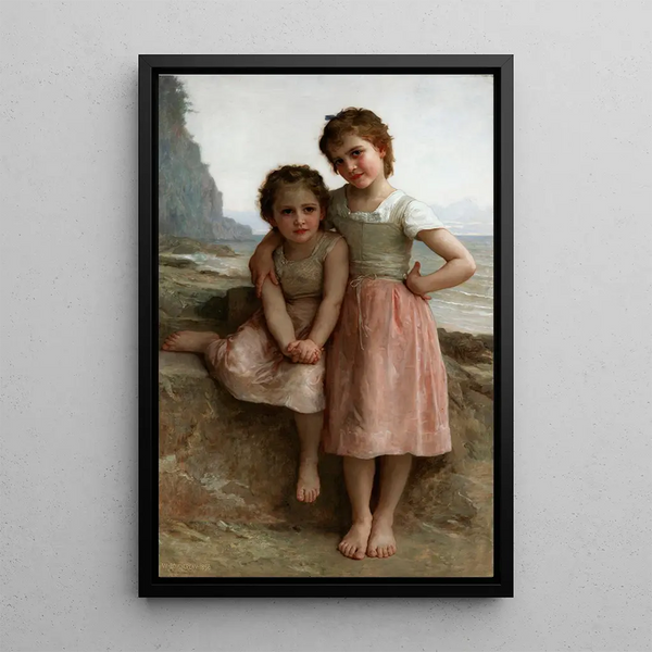 Sisters on the Shore - William Bouguereau — framed artwork on a wall