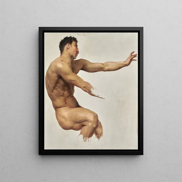 Study of Satyr for Nymphs and Satyr - William Bouguereau — framed artwork on a wall