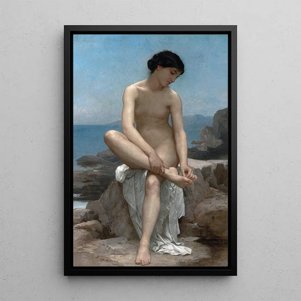 La Baigneuse - William Bouguereau — framed artwork on a wall