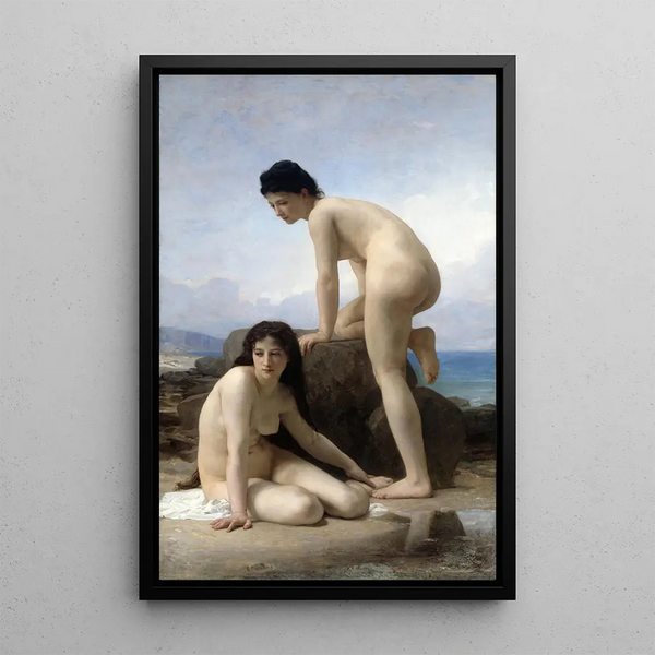 Les Baigneuses - William Bouguereau — framed artwork on a wall