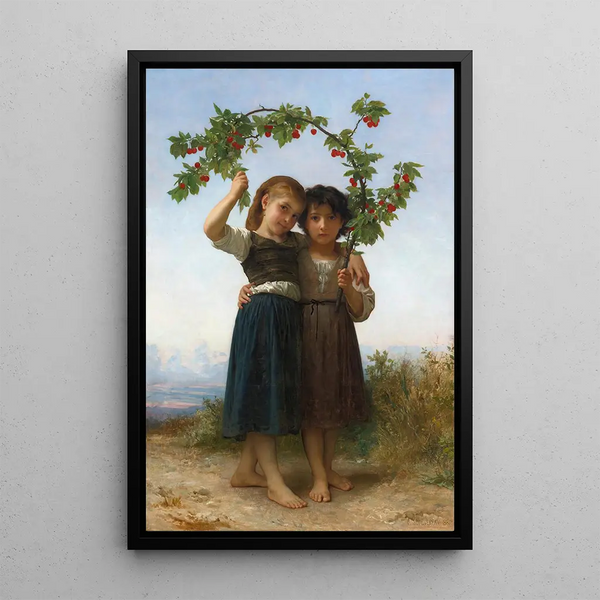 The Cherry Blossom Branch - William Bouguereau — framed artwork on a wall