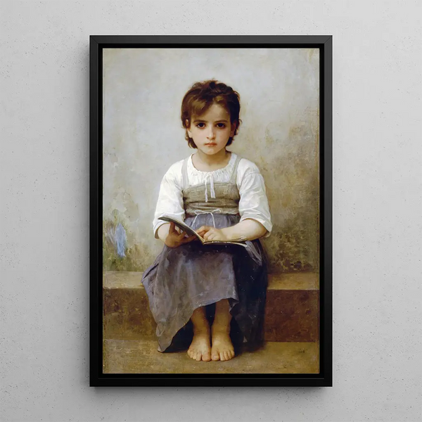 The Difficult Lesson - William Bouguereau — framed artwork on a wall