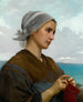 Breton Knitting Woman - William Bouguereau — artwork view