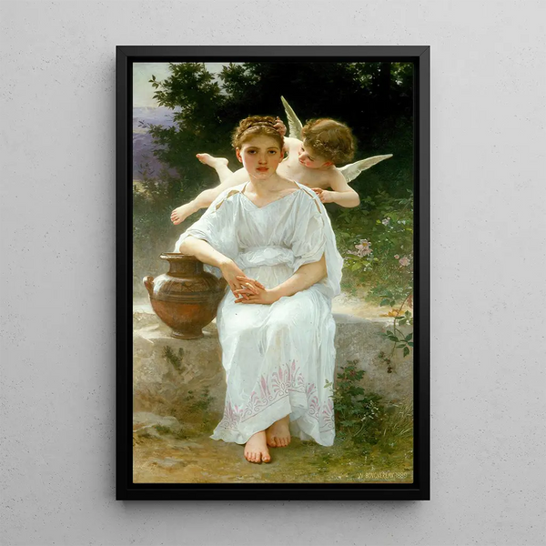 Love Murmurs - William Bouguereau — framed artwork on a wall