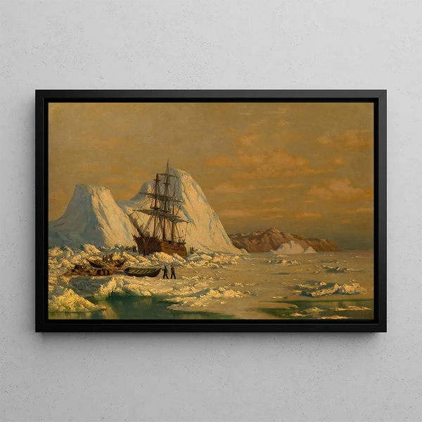 A Whale Hunt Incident - William Bradford — framed artwork on a wall