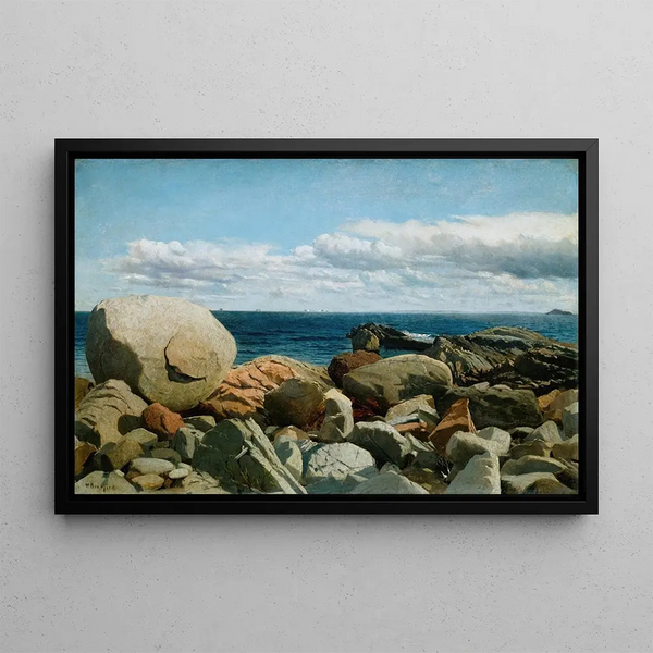 Coastal Rocks at Nahant, a Sketch - William Bradford — framed artwork on a wall
