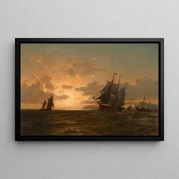 Return of the Whalers - William Bradford — framed artwork on a wall