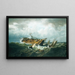 Shipwreck off Nantucket after a storm - William Bradford — framed artwork on a wall