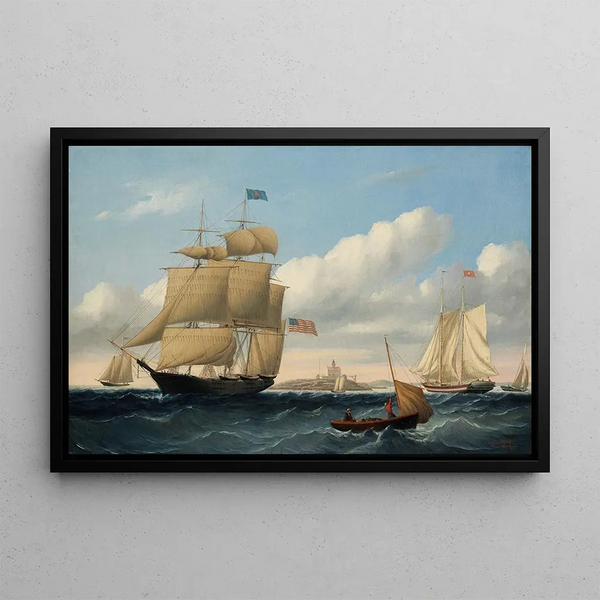 The whaler Emma C. Jones off Round Hills, New Bedford - William Bradford — framed artwork on a wall