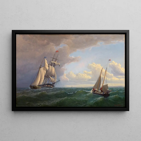 Baleinier au large du vignoble en route - William Bradford — framed artwork on a wall