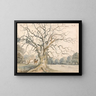 View of a park with deer - William Byron — framed artwork on a wall