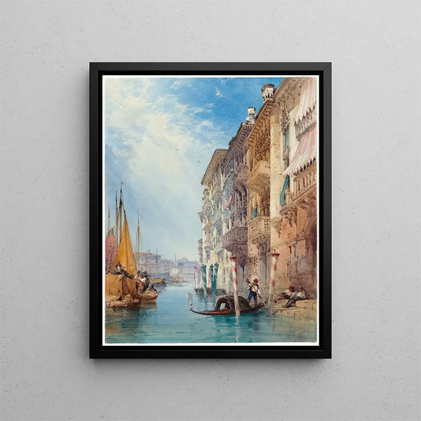 A gondola on the Grand Canal of Venice - William Callow — framed artwork on a wall