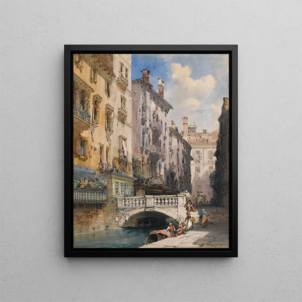 Barataria Canal de Venise - William Callow — framed artwork on a wall