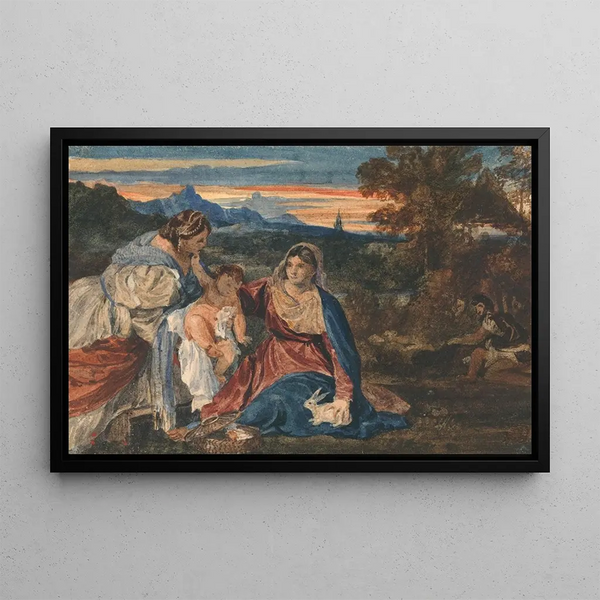 Madonna with a rabbit - William Callow — framed artwork on a wall