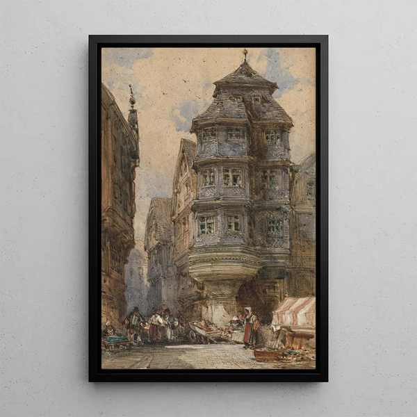 Old Houses Frankfurt - William Callow — framed artwork on a wall