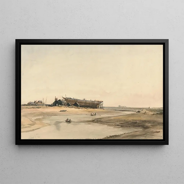 Naval Construction Painting - William Callow — framed artwork on a wall