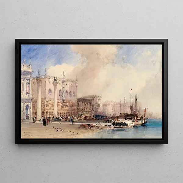 The Palace of the Doges, Venice - William Callow — framed artwork on a wall