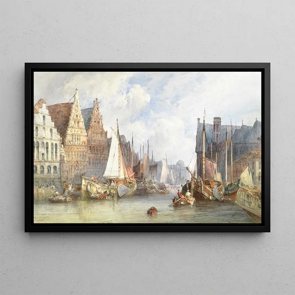 View of Ghent - William Callow — framed artwork on a wall