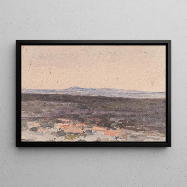 Valley landscape with distant mountain - William Collins — framed artwork on a wall