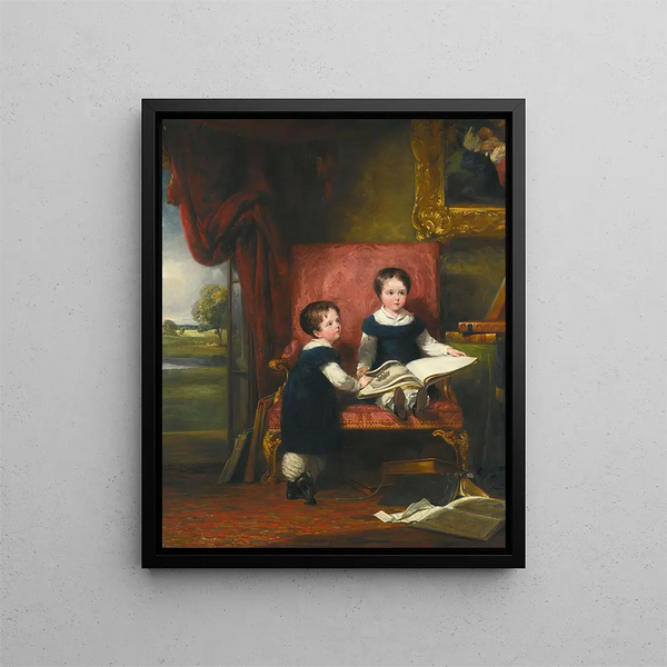 Lord Charles 1813-1894 and Lord Thomas 1813-1882 Pelham Clinton, twin sons of the 4th Duke of Newcastle-under-Lyne - William Collins — framed artwork on a wall