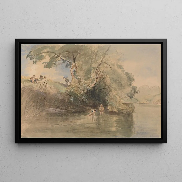 Paddling - William Collins — framed artwork on a wall